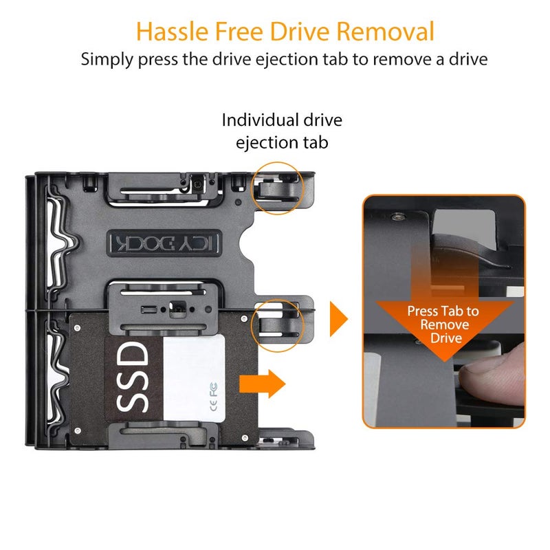 ICY DOCK 4 Bays Dual 2 x 2.5 inch Hard Drive SSD Mounting Bracket Adapter for External 5.25â€ Bay | Flex-FIT Quattro MB344SP - Image 5